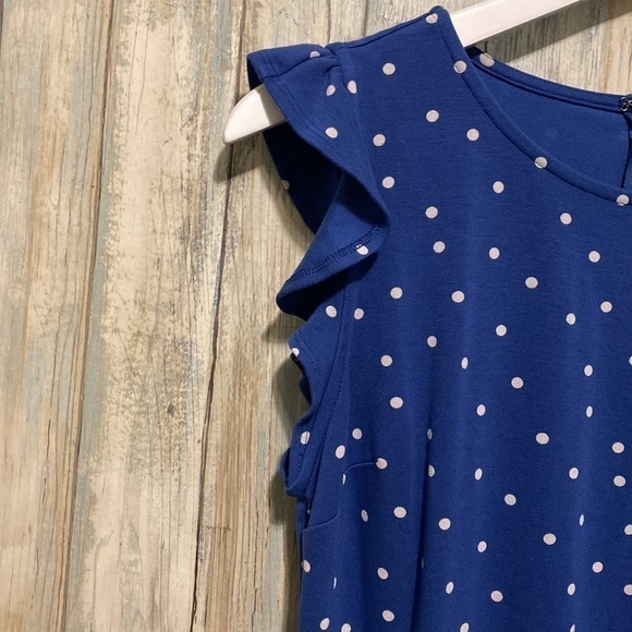 Gap | Blue polkadot ruffle hem and sleeve midi dress | Size small - Picture 4 of 10